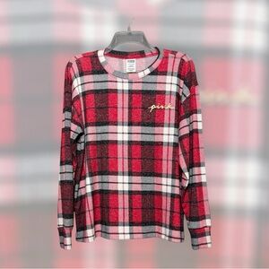 VS PINK New Sleep Shirt Pajama/Lounge Top S Red Pepper Plaid
